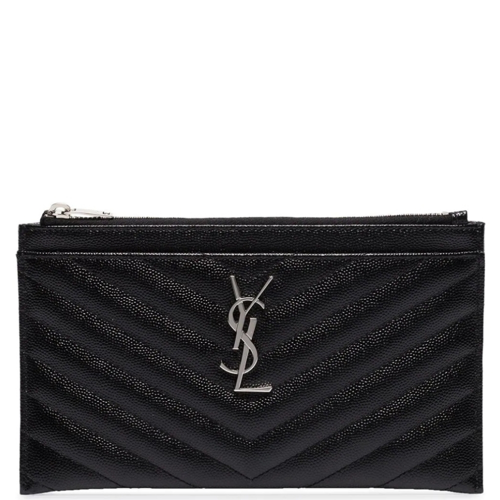 BRAND NEW! YSL CASSANDRE SAINT LAURENT MATELASSÉ ZIPPED POUCH IN GRAIN DE POUDRE - Picture 6 of 16